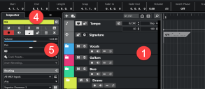 A close-up of the Cubase 13 project window